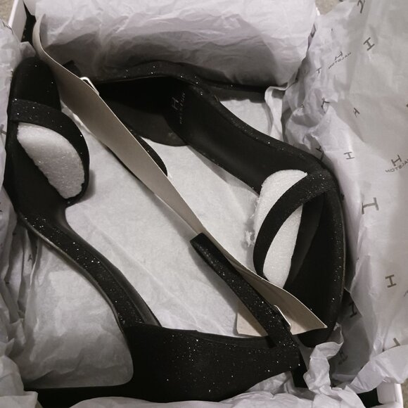 NEW H Halston Women's‎ Maui Open-Toe Ankle-Strap Sparkle Dress Sandals Black 8 - Picture 9 of 10